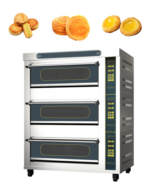 Food Catering Entrepreneurial Baking Equipment Large Gas Pizza Bread Oven Steam Three-Tier Commercial Gas Oven