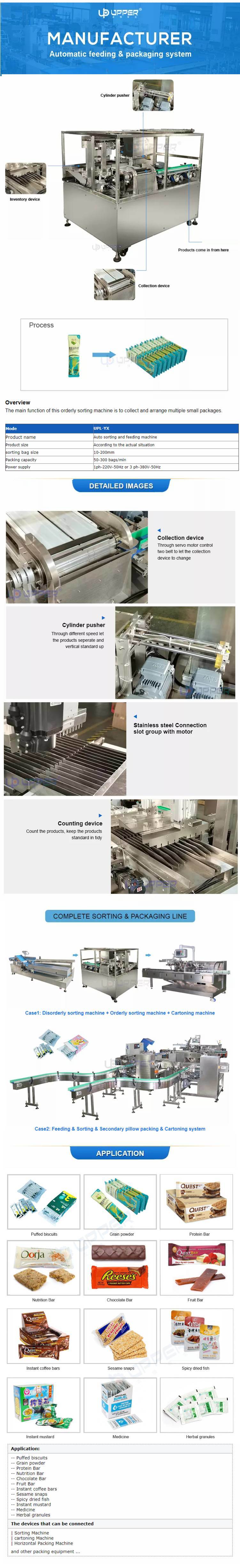 Pipe Automated Roller Conveyor Machine for Material and Sorting System Grain Powder Protein Bar Sachet Bags Sorting Machine for Carton Box Packing Machine