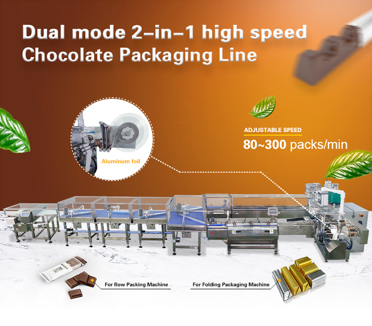 Automatic Chocolate Bar Energy Bar Pillow Production Packaging Machine Line and Horizontal Packaging Machine Production Line with Film Automatic Packaging