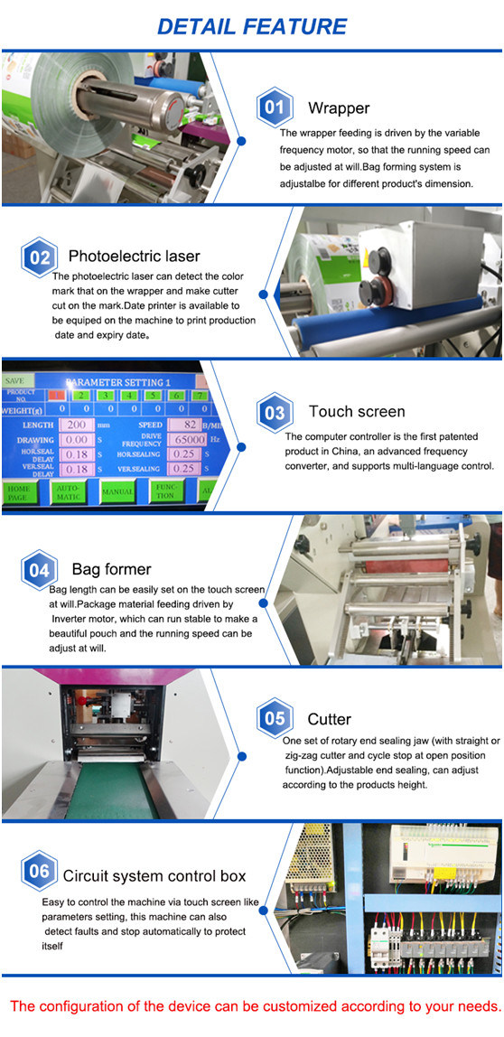 Multi-Function Horizontal Cake Biscuit Chocolate Flow Packing Machine Packaging Machinery Pouch Packing Machine