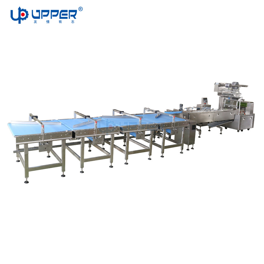 Food and Pastry Automatic Pillow Type Material Sorting Line Docking Production Line Packaging Machine Mung Bean Cake Automatic Packaging Machine