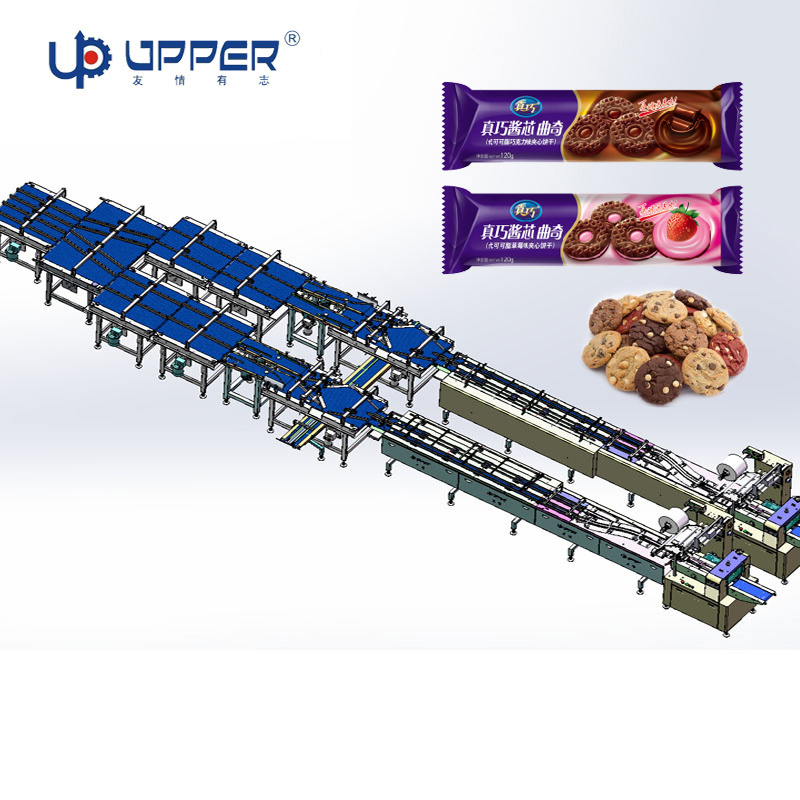 Upper High Speed Feeding Automatic Packaging Machine for Cookies Snack Chocolate