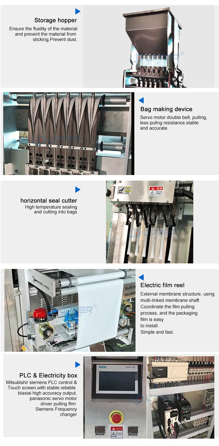 Fully Automatic Coffee Mate White Sugar Back-Sealed Rounded Long Strip Type Powder White Sugar Multi-Column Packaging Machine