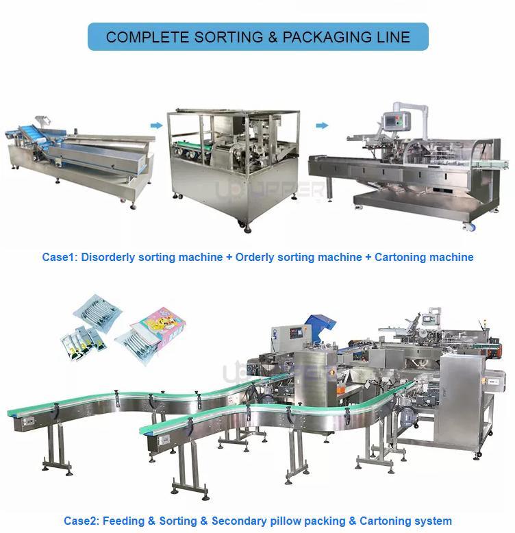 Pipe Automated Roller Conveyor Machine for Material and Sorting System Grain Powder Protein Bar Sachet Bags Sorting Machine for Carton Box Packing Machine