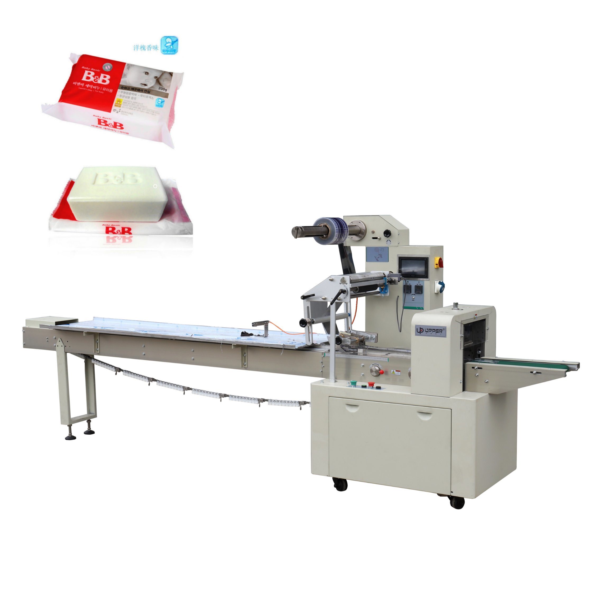 Automatic Horizontal Flow Food Biscuit /Cookies /Bread Bun /Chocolate /Laundry Soap Bar Warpping Food Packing Machine