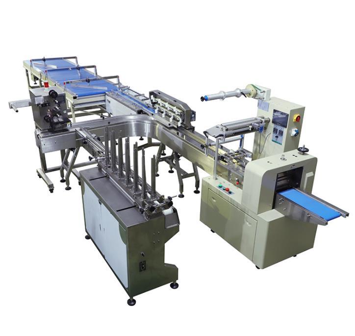 Automatic Waffle Biscuit Egg Roll Swiss Cake Automatic Packing and Tray Delivery Machine