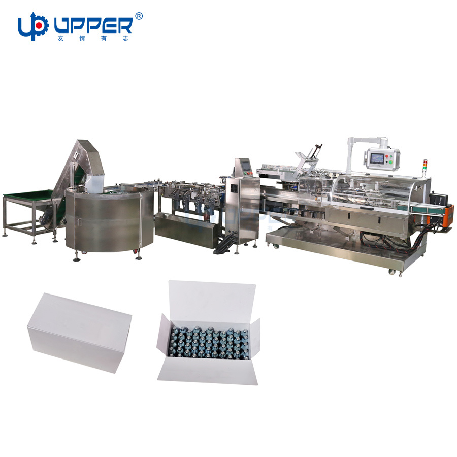 Upper Turntable Feeding Packing Line Face Mask Plastic Metal Bottle Cosmetic Automatic Box Cartoning Machine Hardware Accessories Cartoning Machine