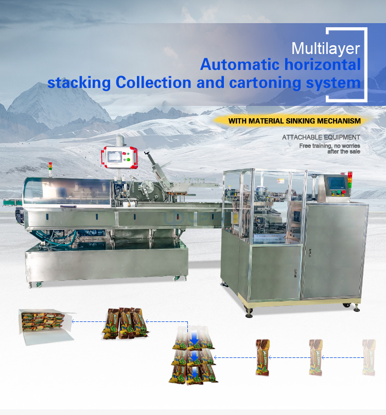 Upper Automatic Bagged Biscuit Bread Chocolate Cookie Pillow Packaging Machines Sink Counting Collection Horizontal Box Packing Machine Cartoning Machine Line