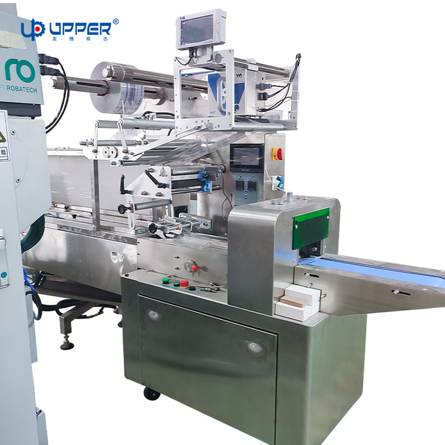 Horizontal Packaging Machine with Film Automatic Packaging Production Line 2-in-1 Automatic Ciba White Chocolate Bar Flow Pillow Production Packing Machine Line