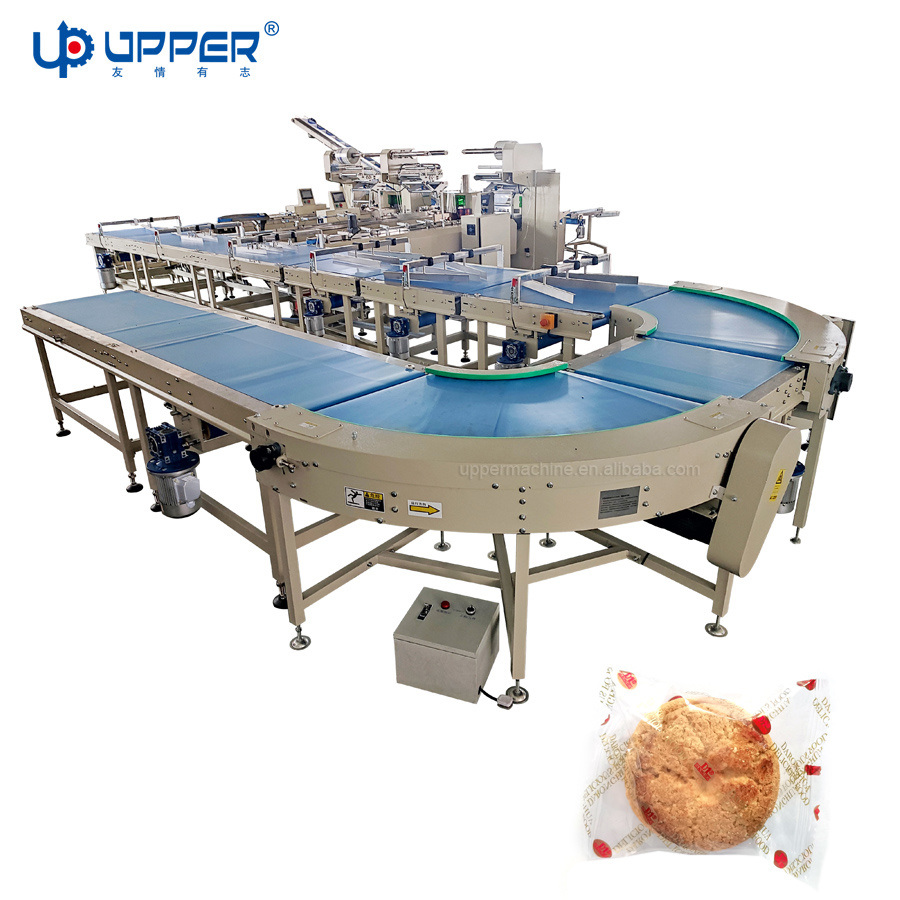 Automatic Wafer Chocolate Small Cup Cake Packaging Machines Energy Bar Whirl Biscuit Cookie Bread Egg Roll Pillow Type up Film Packing Machine Production Line