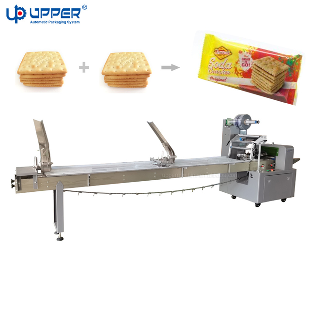 Double Biscuit Feeder Pillow Packing Machine 