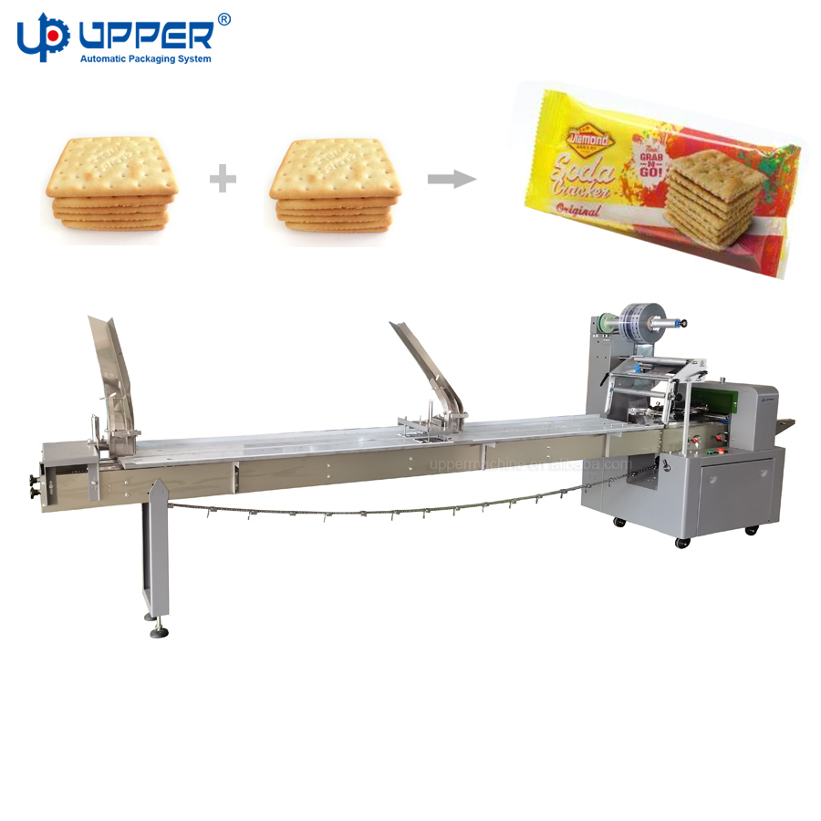 Double Biscuit Feeder Pillow Packing Machine 