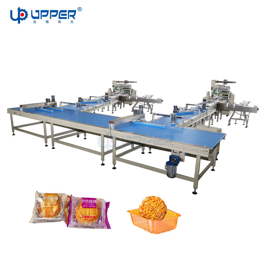 Lotus Seed Paste Mooncake Five Kernel Mooncake Bread Cookie Pie One Drag Two Pillow Multi-Functional Automatic Packaging Packaging Line