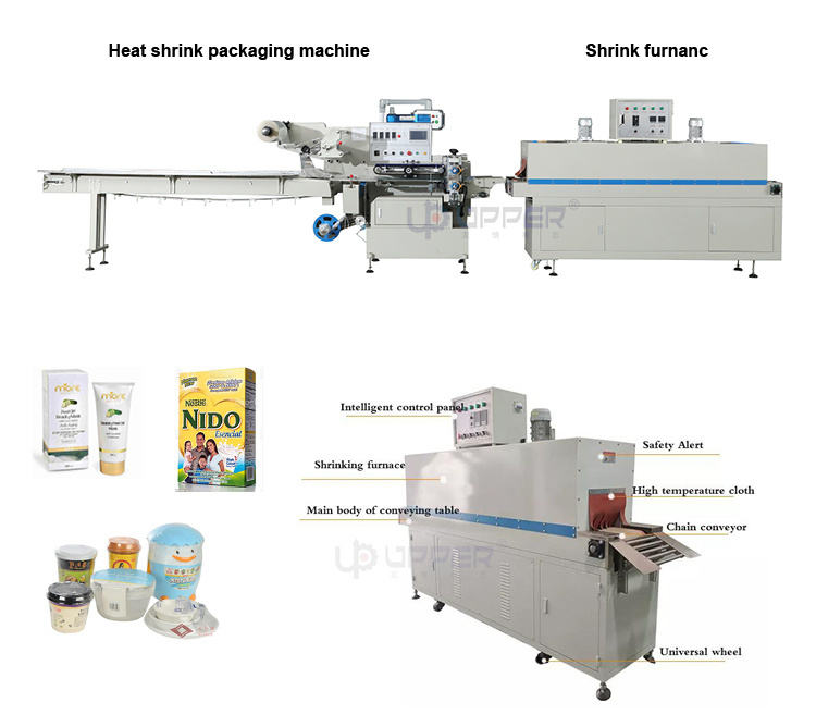 Fabric Cutting Tunnel Combination Shrinking Wrapping Setting Film Machine Carton Shoes Gift Box Shrink Wrap Machine Smart Feeding Gift Cartoning Machine