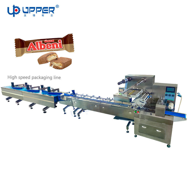 Factory Biscuit Cookies Chocolate Date Cake Bread Cake Candy Soap Automatic Packaging Machine a Drag Three Materials Pillow Horizontal Flow Packing Machine Line