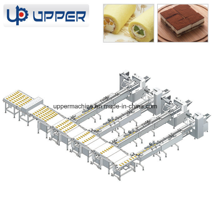 Automatic Packaging Line for Roud and Square Food Like Swiss Egg Rolls