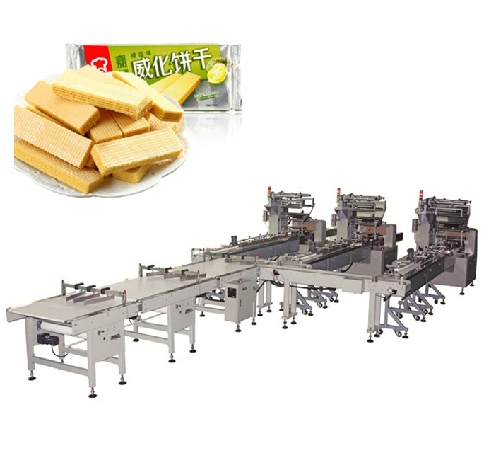 Full Automatic Stick Wafer Biscuit Bread Food Nitrogen Ffs Pouch Packing Machine Line