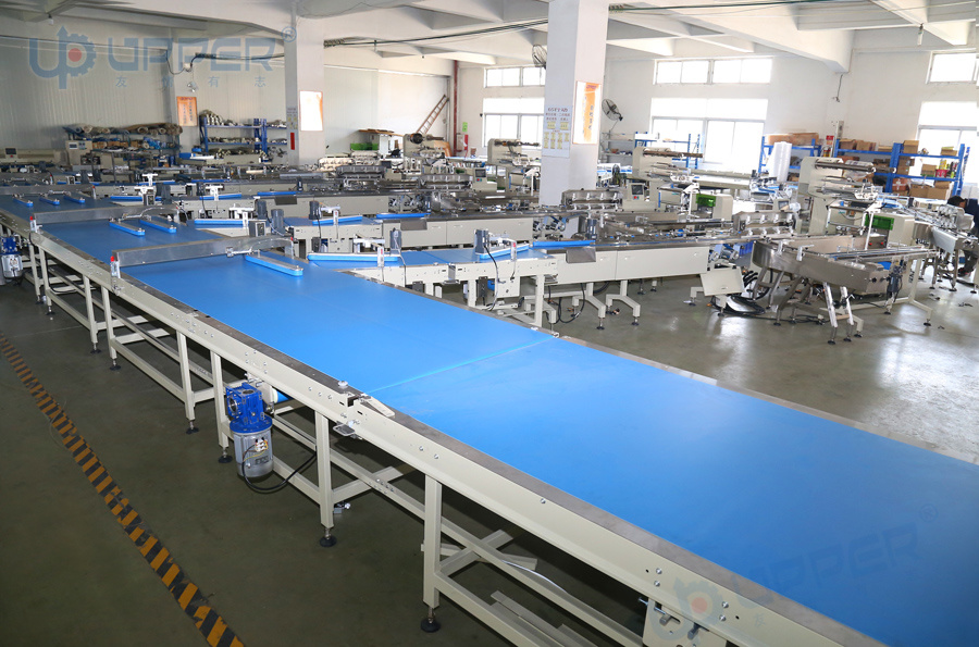 Chocolate Bar Cereal Sweet Candy Biscuit Bread Crackers Sausage Flexible Automatic Feeding and Packaging Line Bag Flow Wrapping Sealing Pouch Packing Machine