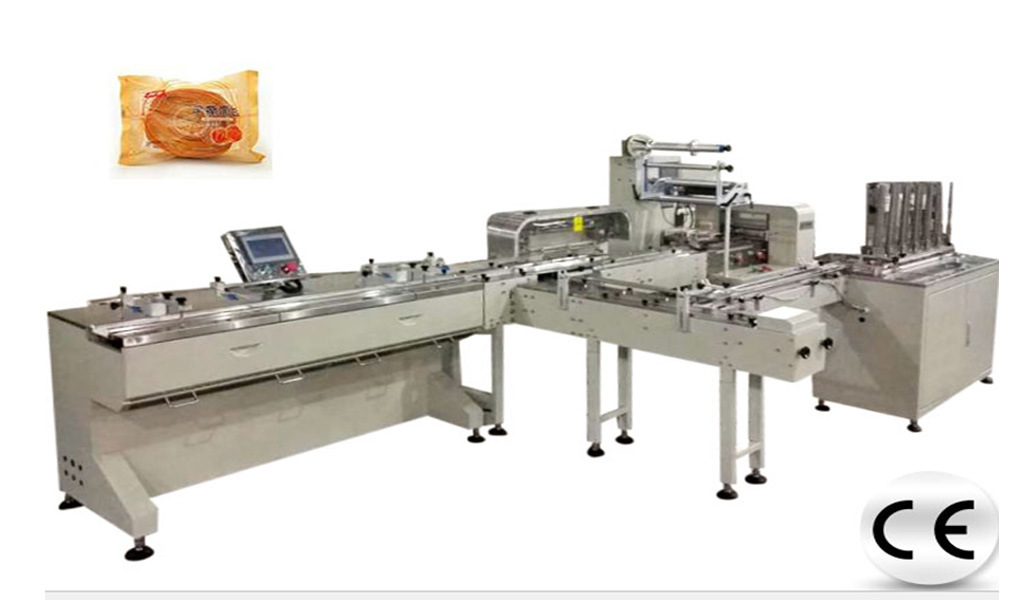 Automatic Feeding and Packaging Line for Moon Cake, Durian Cake, Flowers Cake with Tray