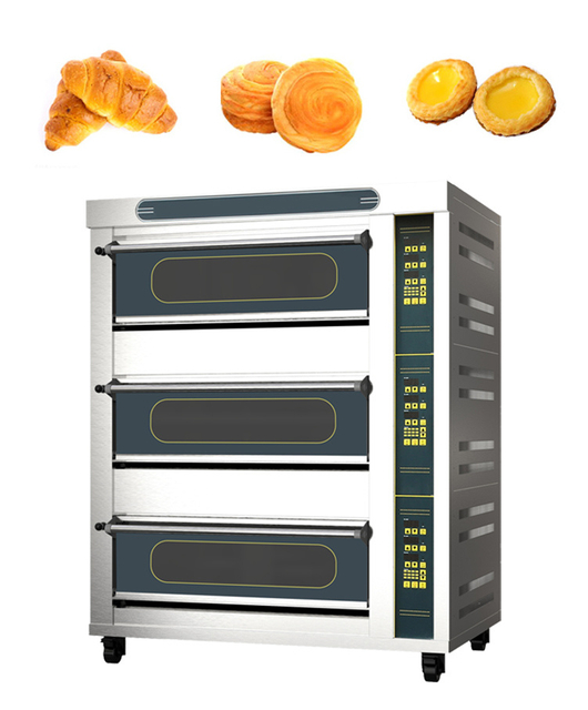 Direct Manufacturer Customized Commercial Use Baking Cake Bread 3 Deck 6 Trays Electric Oven OEM Customized 3 Decks 9 Trays Pizza Ovens Electric Oven for Bakery