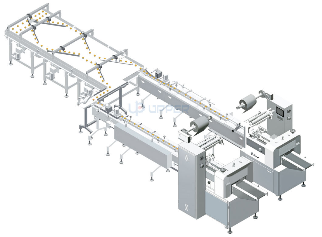 Upper High Speed Feeding Automatic Packaging Machine for Cookies Snack Chocolate