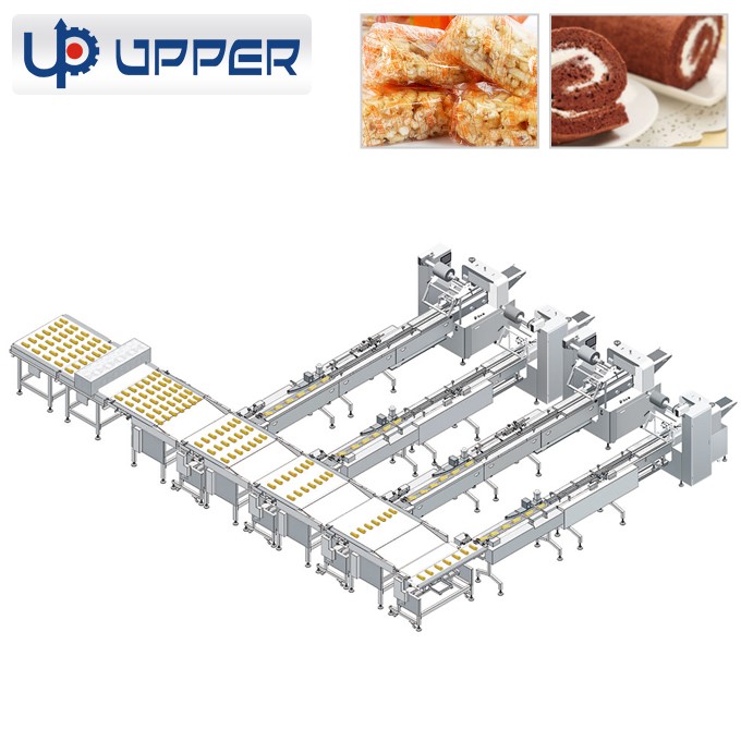  UPX-XC4 Automatic Feeding and Packing Line swiss roll cake packing machine 