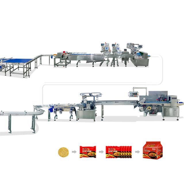 Instant Noodles Automatic Metal Detection Collection Counting Orderly Packaging Plastic Bags Flow Horizontal Pillow-Type Packing Machine Line