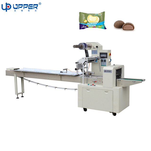 High Efficiency 32-180 Bags/Min Mochi Mochi Ball Pie Bread Moon Cake Foodbag Auto Plastic Sealed Small Packaging Machinery Cookies Flow Wrap Packing Machine