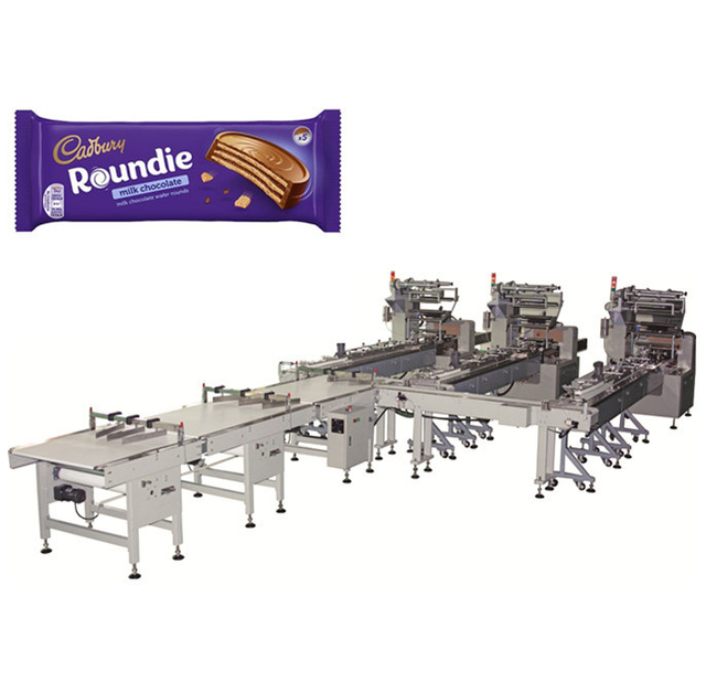 Automatic Multiple Breads Chocolate Bar Bread Biscuit Food Industry Feeding Packing Machine