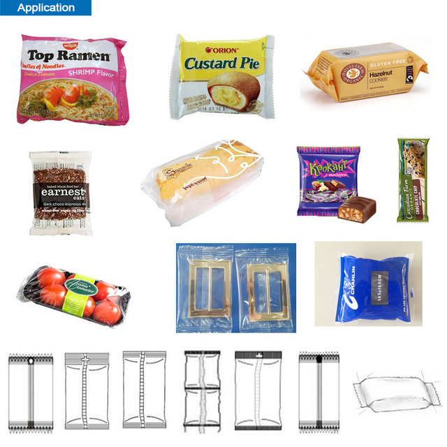 Cake /Bread Bun / Chocolate / Biscuit Cookies Horizontal Packing Equipment with Film Packaging Packing Machine