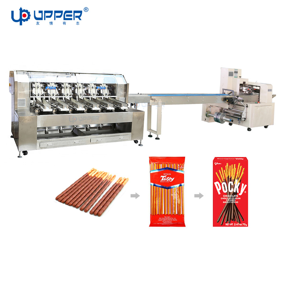 Fully Automatic Strawberry Flavor Vanilla Flavor White Chocolate Milk Flavor Injection Cored Cookies Slender Strip Cookie Bag Pillow Count Packaging Line