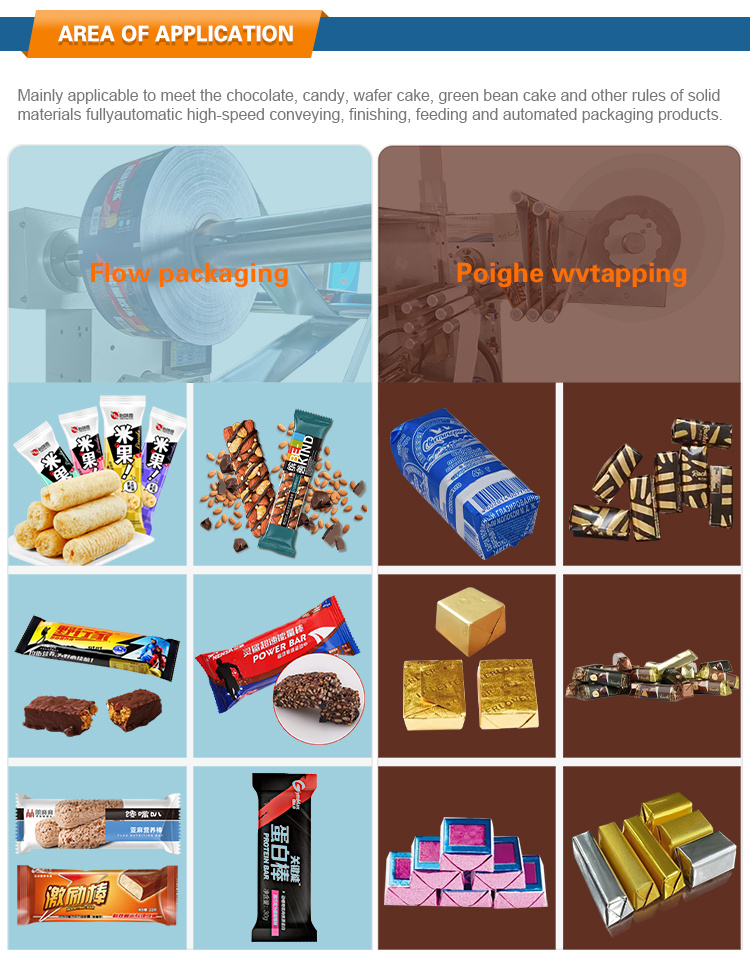 Automatic Chocolate Bar Energy Bar Pillow Production Packaging Machine Line and Horizontal Packaging Machine Production Line with Film Automatic Packaging